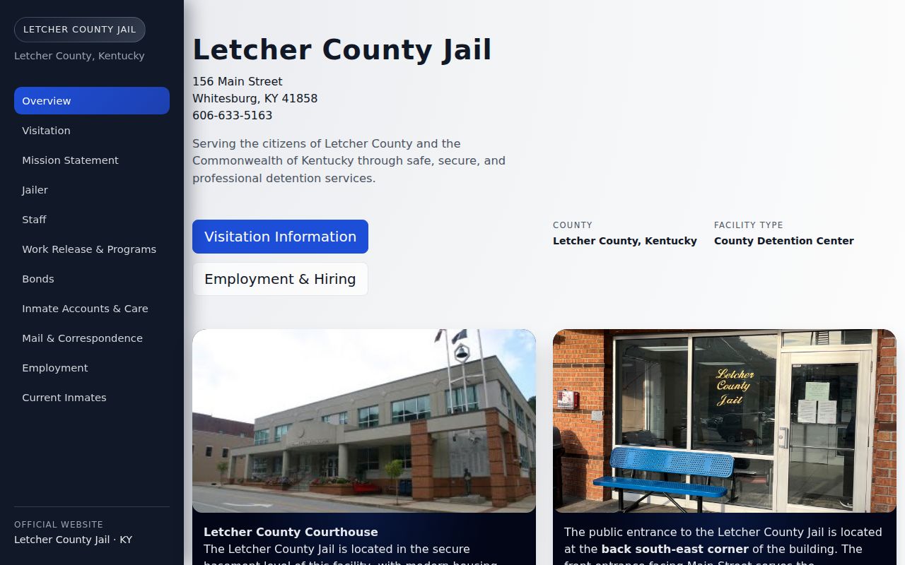 Official Letcher County Jail facility website