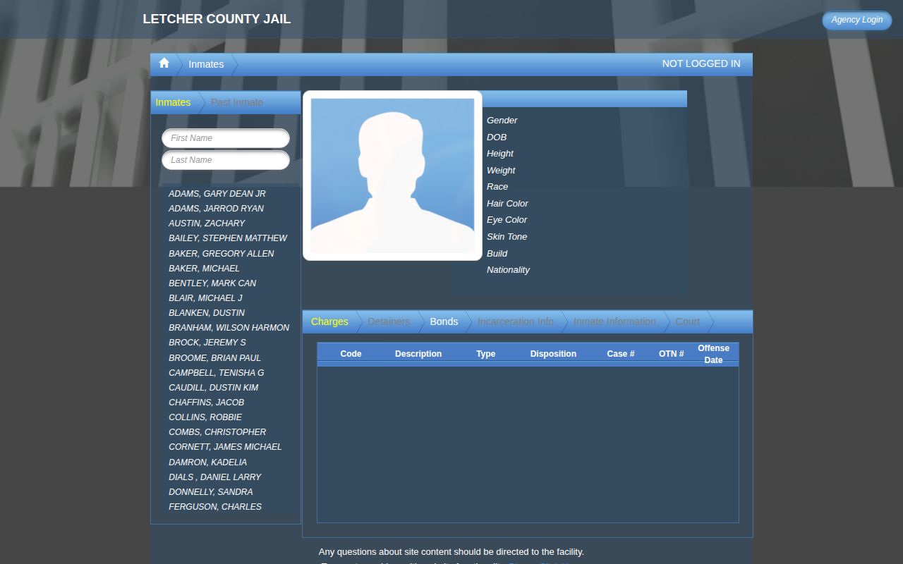 Letcher County Jail BlueHorse current inmate roster