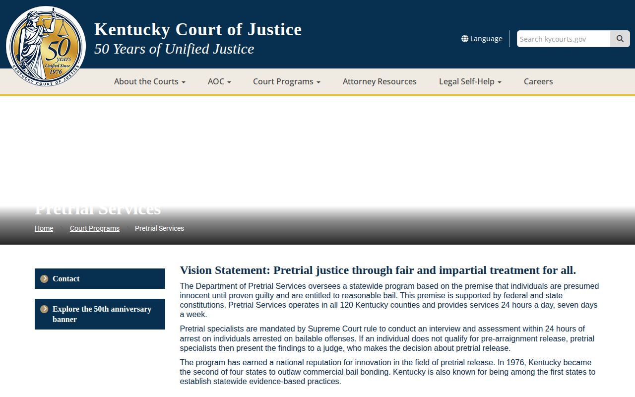 Kentucky Pretrial Services monitored conditional release information